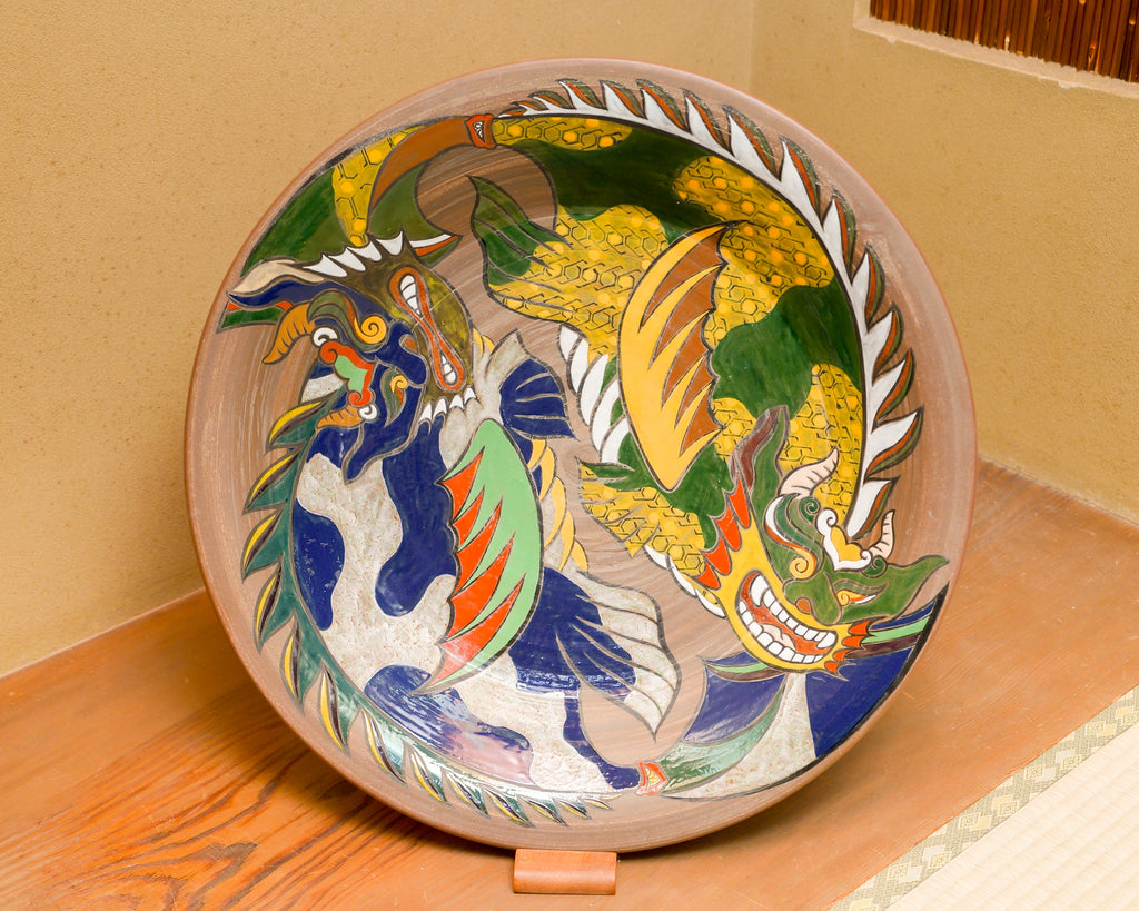 赤絵　大皿龍